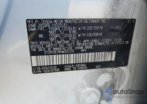 2017 Toyota Rav4 Limited from USA, damaged, VIN 2T3YFREV6HW325205